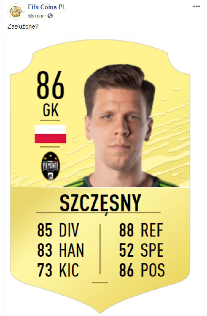 Tak ma wyglądać KARTA Szczęsnego w FIFA 20!